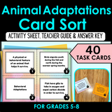 Animal Adaptations Card Sort | Task Card Activity | Real World Application