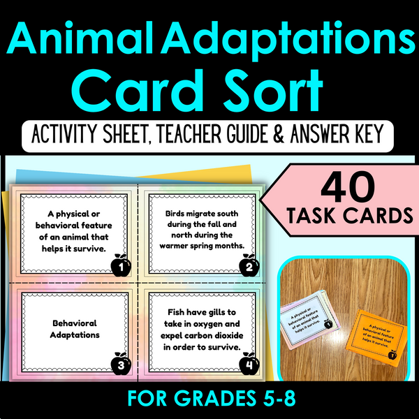 Animal Adaptations Card Sort | Task Card Activity | Real World Application