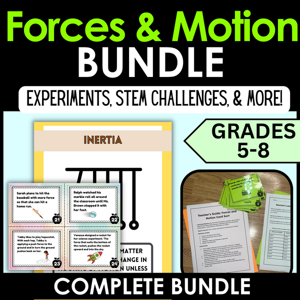 Forces and Motion Bundle | Laws of Motion Experiments | Force Task Cards